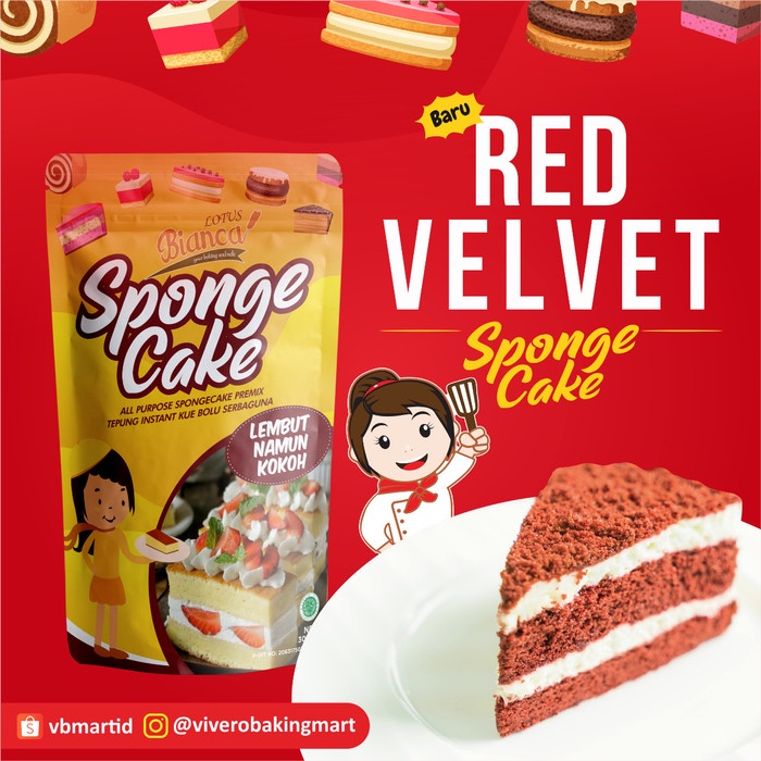 

MURAH 300gr Bianca Lotus RED VELVET Spongecake Premix (kue bolu RED VELVET)