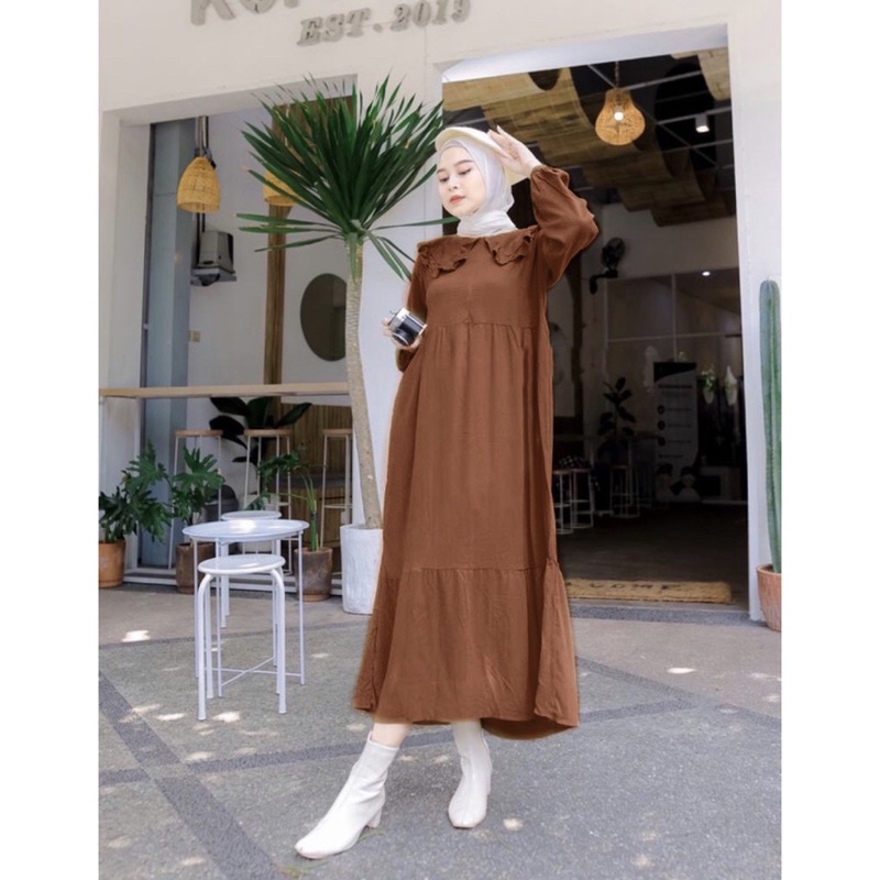 BEFAST - ZEC OOTD Wanita Dress NAYA / Masita Midi Dress / Dress Kekinian 2022 / Fashion Wanita Kondangan / Dress Formal / Lengan Panjang / Dress Kekinian Remaja Polos