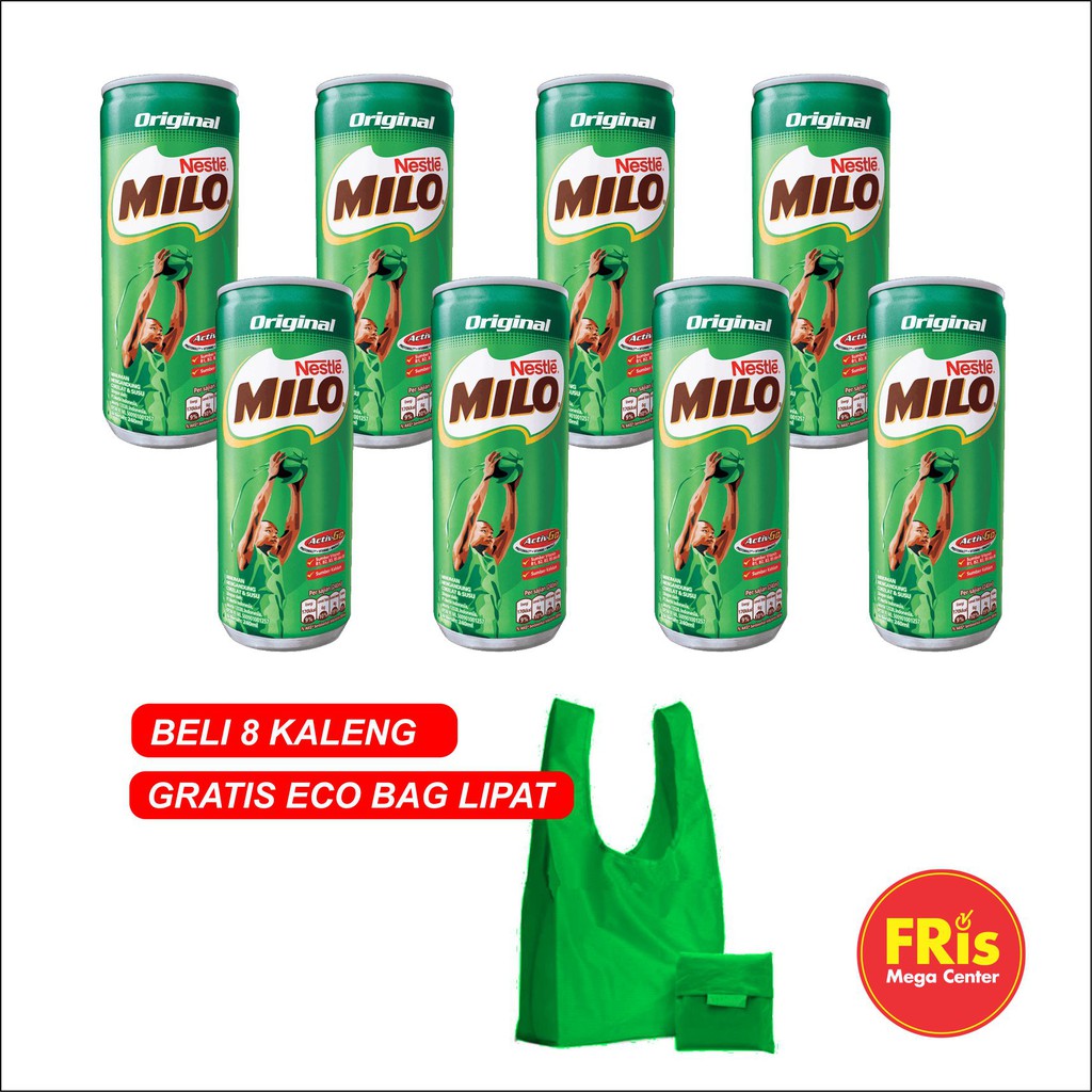 Jual MILO drinks 240ml 8 Kaleng Gratis ECO BAG LIPAT CANTIK | Shopee ...