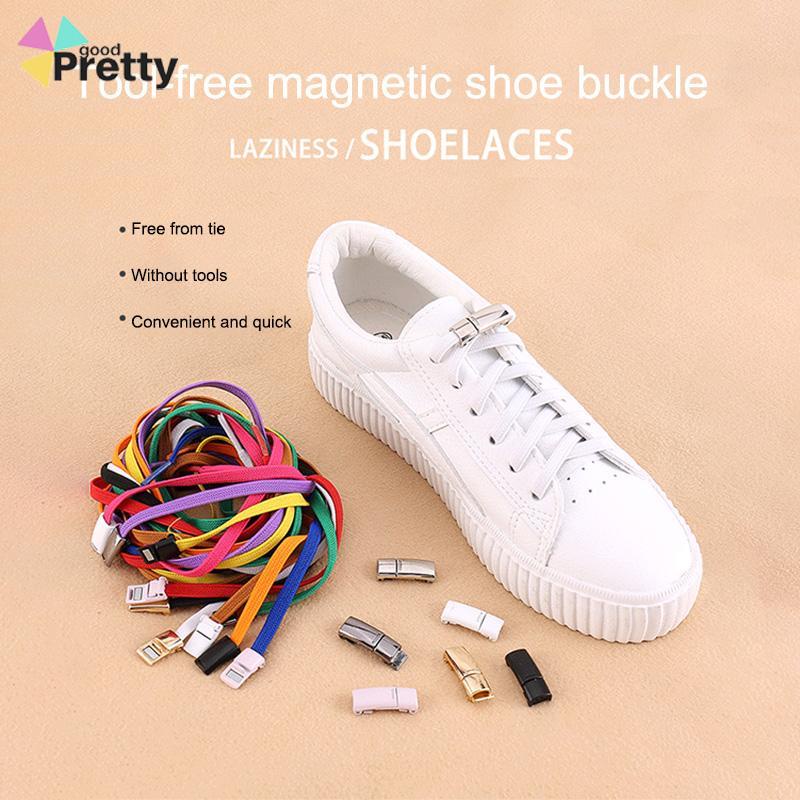 Tali Sepatu elastis/Suction No-dasi Sepatu Putih Kecil Tali Sepatu Magnet Simple /Tali Sepatu gepeng Tetap karet Elastis Logam