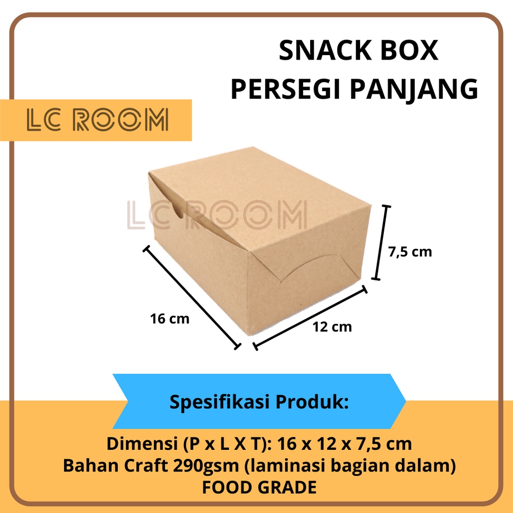 Paper Snack Box Kraft Box Tahu Gorengan size M 16 12 7,5 cm Dos Packaging Makanan Dus Coklat Box Nas