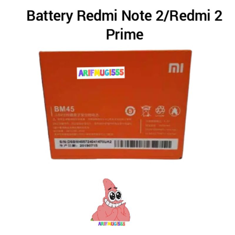 BATERAI BATRAI BATTERY XIAOMI REDMI NOTE 2 BM45 ORIGINAL