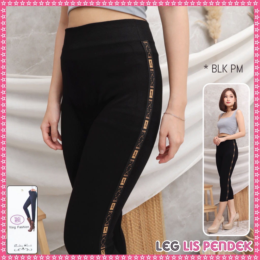 Legging Lis Pendek Wanita / Legging List Pendek import wanita / legging fashion wanita-Lis 7/8 - BLK PM