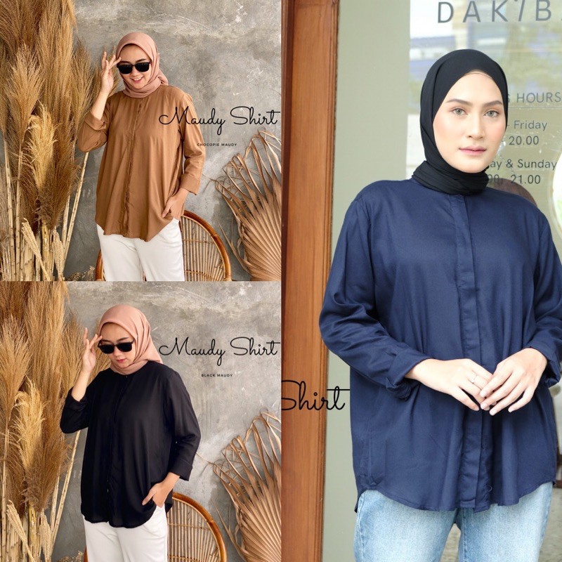 VS - Kemeja Maudy Shirt / Kemeja Lengan Panjang Oversize Jumbo