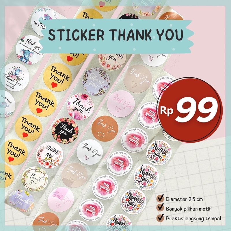

(FREE GIFT) STICKER THANK YOU UNTUK OLSHOP / STIKER TERIMA KASIH BULAT / LABEL KEMASAN