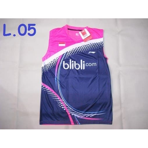 Baju Badminton Singlet BADMINTON / BULUTANGKIS Lining L.05 Pink Navy Murah