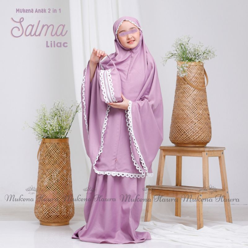 Mukena 2in1 Anak Salma Katun Polos Traveling