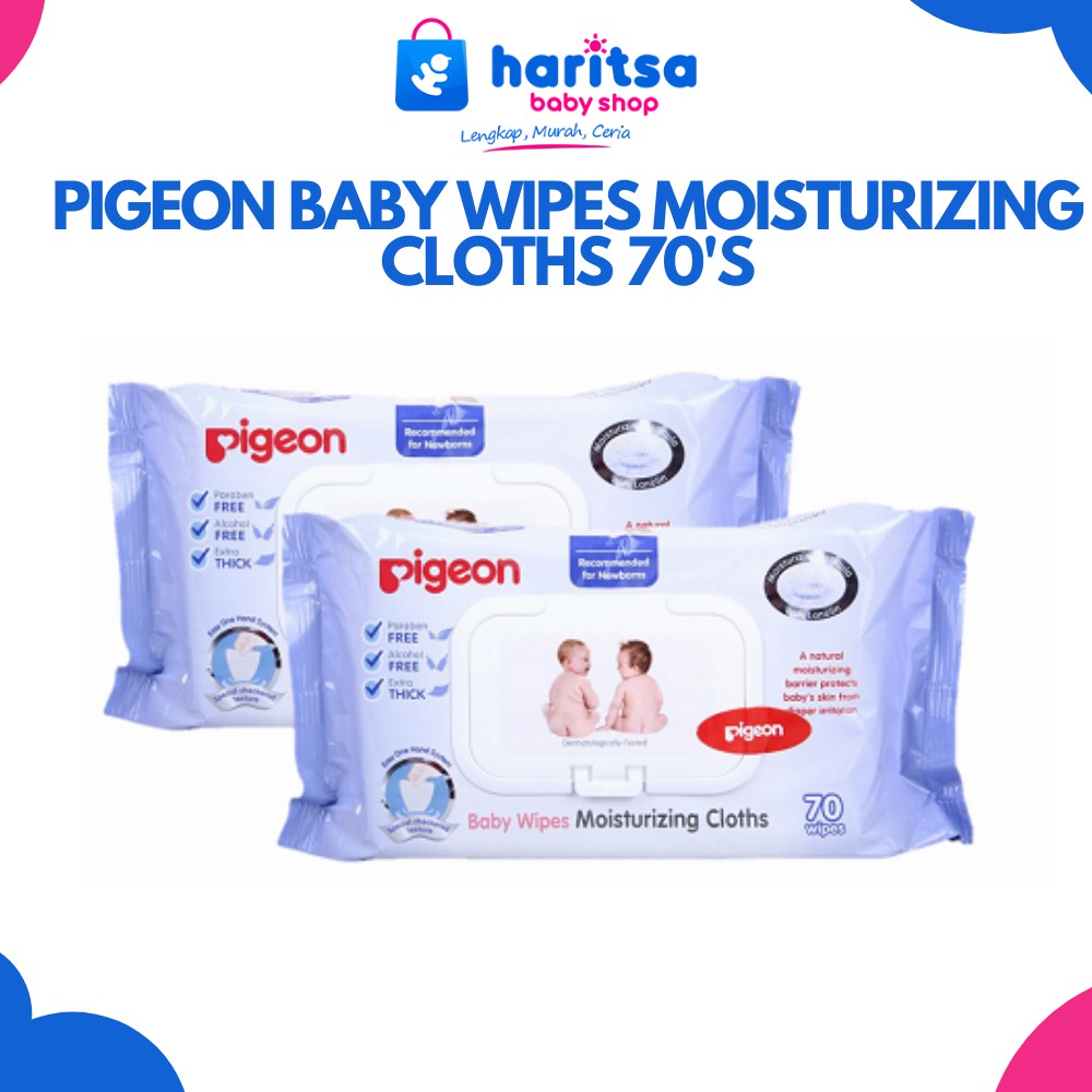 Pigeon Baby Wipes Moisturizing Cloths 70'S / Tisu Basah Bayi / Perawatan Bayi