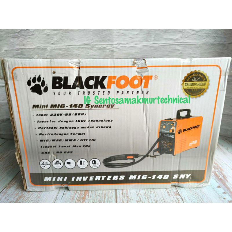 BLACKFOOT MIG 140 Inverter Trafo Las Mini Synergy CO2 Tanpa Gas