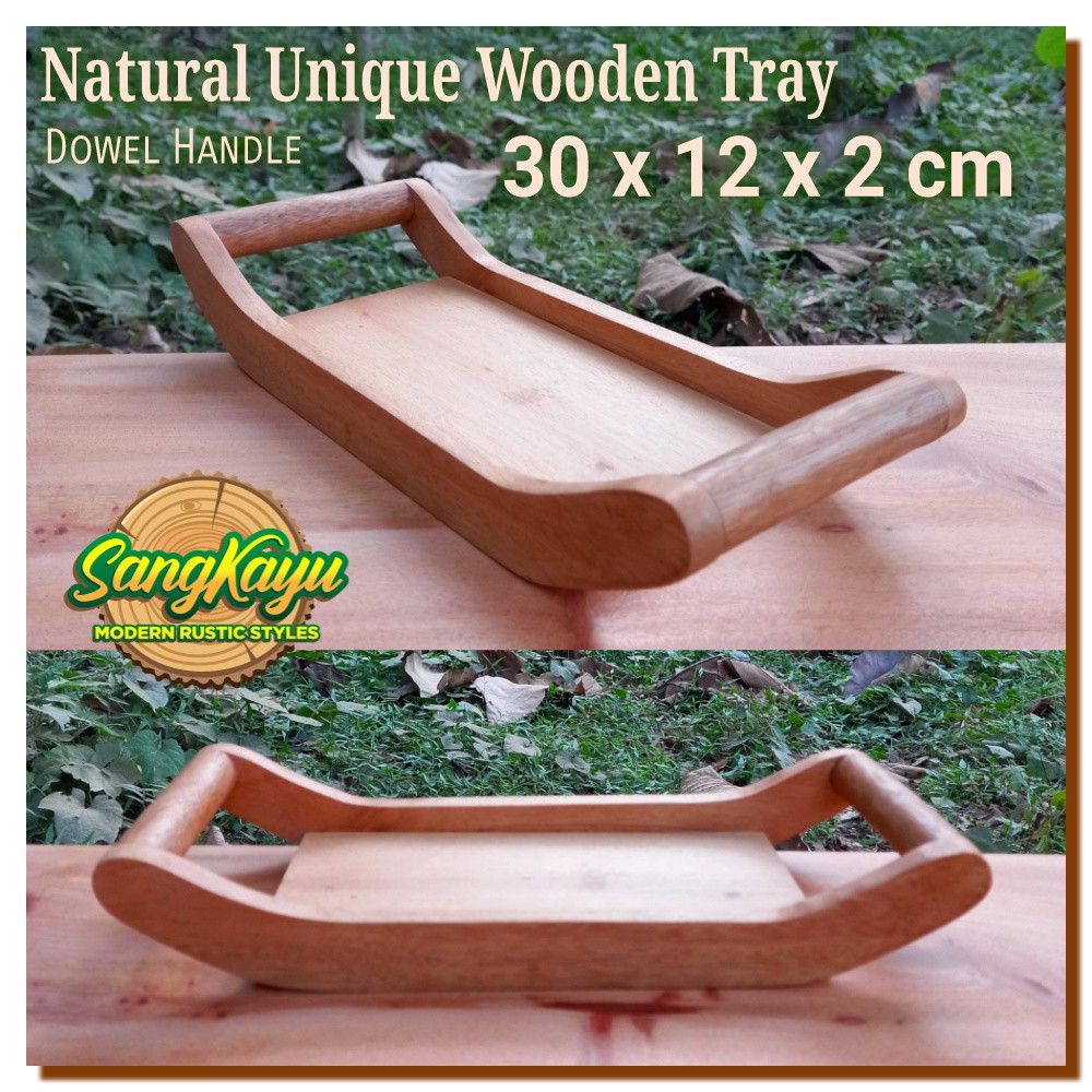 Baki Nampan kayu handle 30x12x2cm Wooden serving tray nampan saji kayu