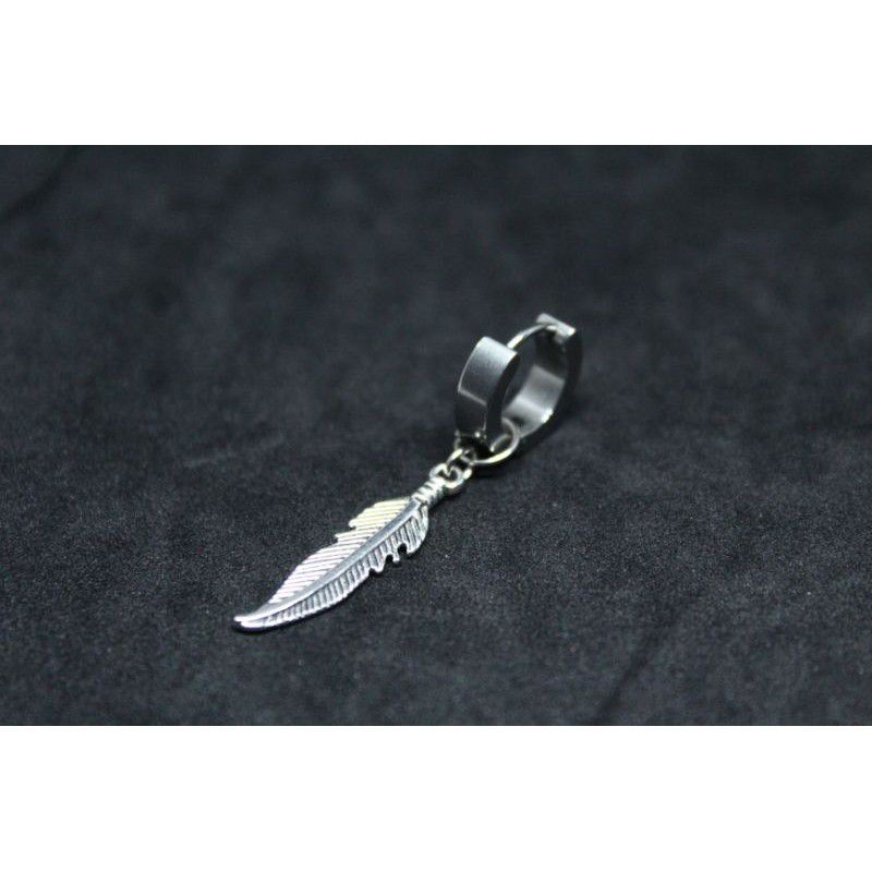 ANTING TINDIK DAN JEPIT MODEL BULU/DAUN PRIA KOREA / ANTING GANTUNGAN