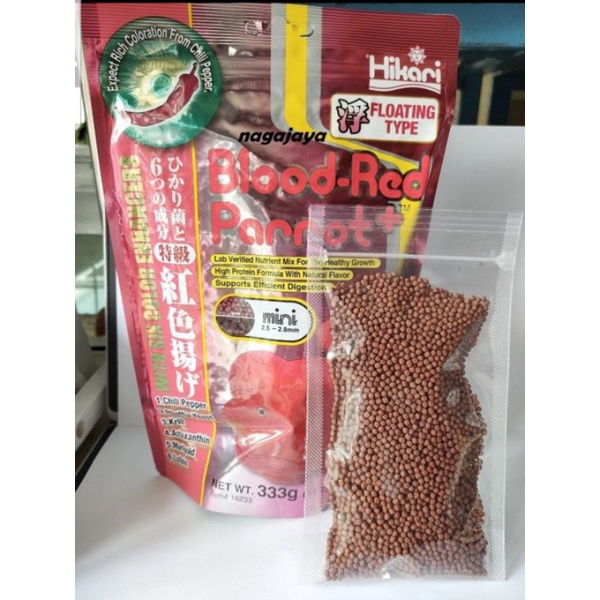 Hikari blood-red parrot+ 50 gram pelet ikan red parrot mini floating