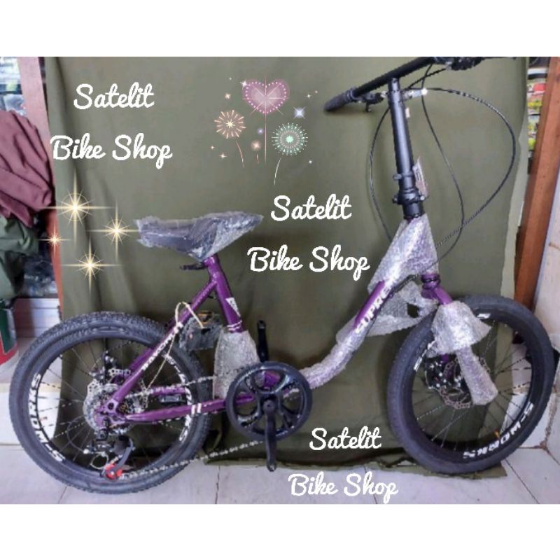 Sepeda Ukuran 20 Sakoni Supreme Minivelo Minion BnB Vicky 7 Speed Rem Cakram Sepeda Minivelo Minion-Ungu
