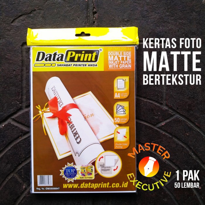 [Pak - 50 Lembar] Data Print Double Side Matte Grain 220 gsm A4 / Kertas Foto Bertekstur