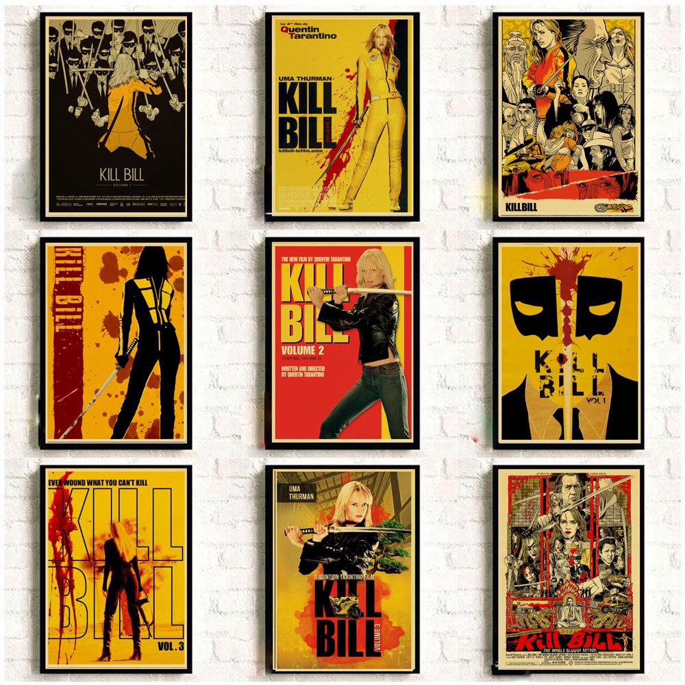 Poster Stiker Dinding Desain Film Kill Bill Klasik Vintage Bahan Kertas Kraft Untuk Dekorasi Rumah / Bar
