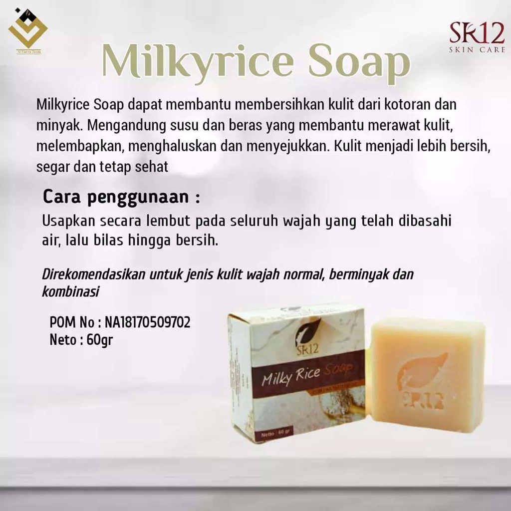 Sabun SR12 Milky Rice Soap Sabun Susu Berap Pembersih Wajah Pria SR12 Herbal Skincare BPOM Atasi Komedo Jerawat Muka Berminyak S94d