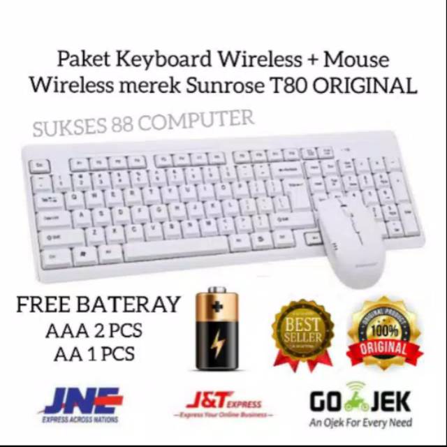 KEYBOARD WIRELESS + MOUSE WIRELESS MEREK SUNROSE T80 ORIGINAL