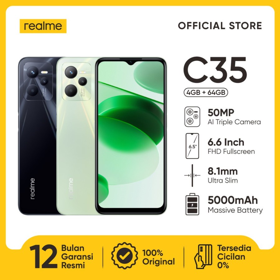 Realme C35 4/64gb new garansi resmi masih segel - hijau