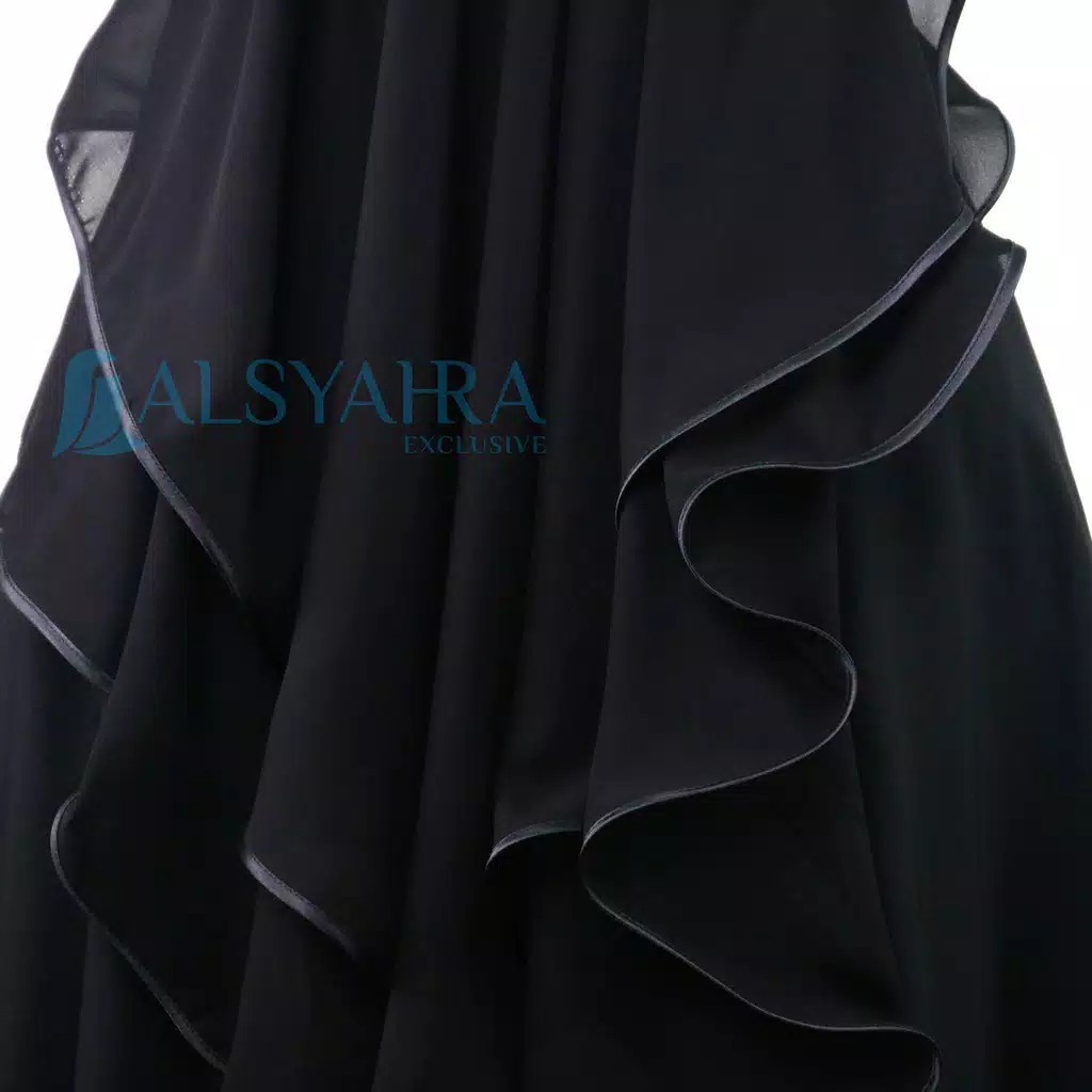 Niqab Butterfly 2 Layer Chiffon Silk Jetblack Alsyahra Exclusive