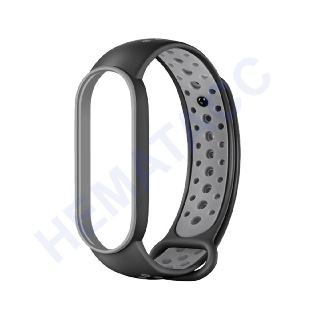 Sporty Strap Mi Band 5 / Mi Band 6 / Tali Jam Sport Xiaomi Mi Band-Hitam Abu