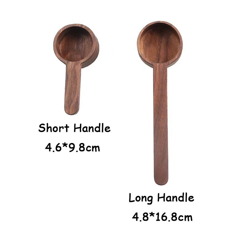 multifunction wooden coffee measuring spoon black walnut / sendok takar kayu serbaguna kopi gula bubuk susu