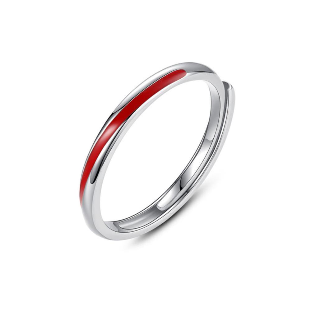 Timekey Cincin Pasangan / Pria / Wanita Desain Strip Mobius Merah Adjustable Untuk Hadiah Valentine A1K6