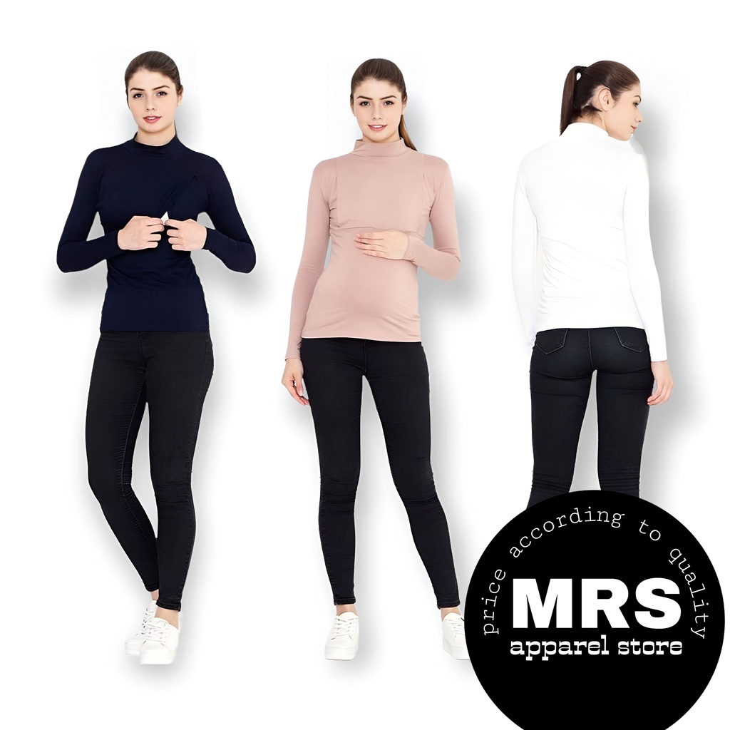 Baju Manset Menyusui Bunsui Friendly Polos Lengan Panjang Bahan Spandek Rayon Premium