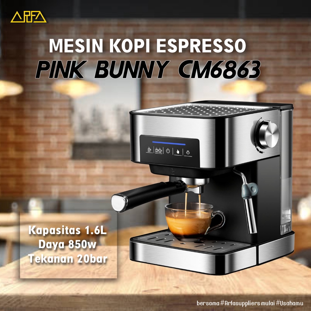 Mesin Kopi Espresso Coffee Machine 1.6 Liter CM6863 Pink Bunny