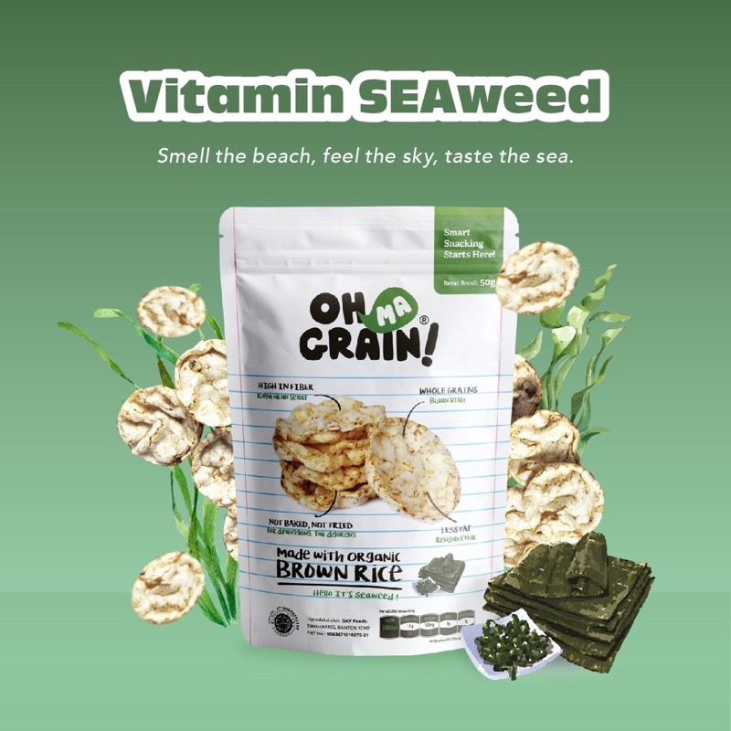 Ohmagrain! Popped Rice Crackers - Seaweed