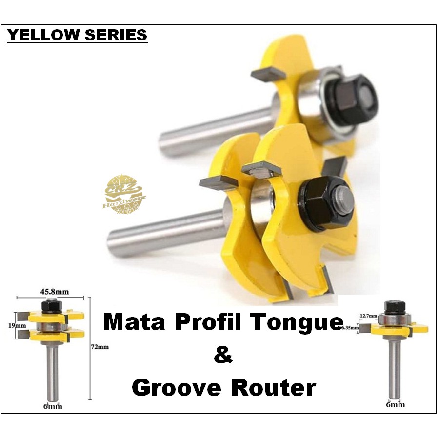 Mata Profil Tongue & Groove Router Trimmer Panel Sambung Kayu Jointing Panel Slot Pintu Jendela