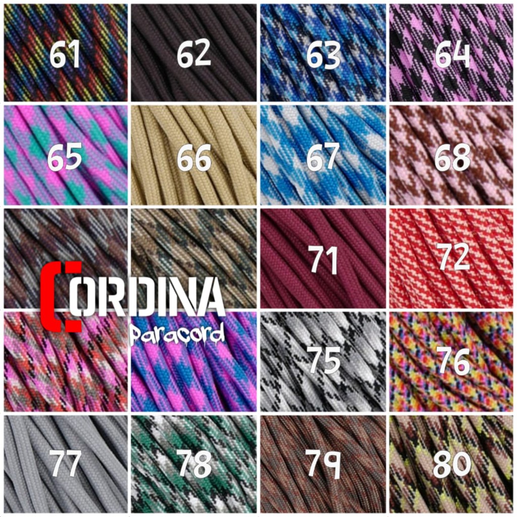 TALI PARACORD 4mm 7 STRAND  BAHAN KERAJINAN GELANG NO 61-80