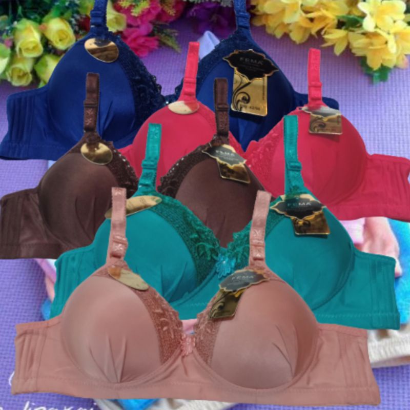 BH BORDIR atas cup bra cup b kait 3 busa mantul bahan lembut warna meriah