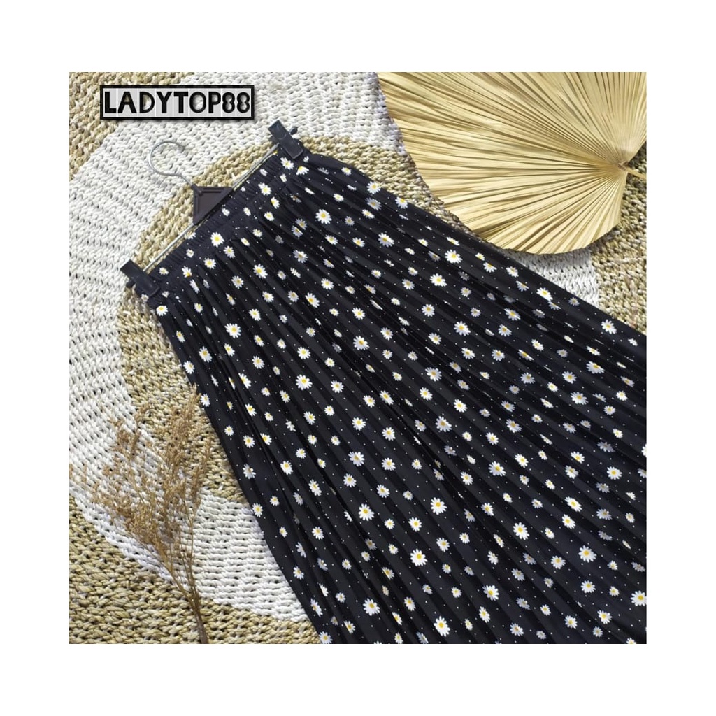 NEW-ROK DAISY PLISKET MOTIF BUNGA TERBARU // ROK DAISY TELUR MOTIF BUNGA // ROK PLISKET DAISY