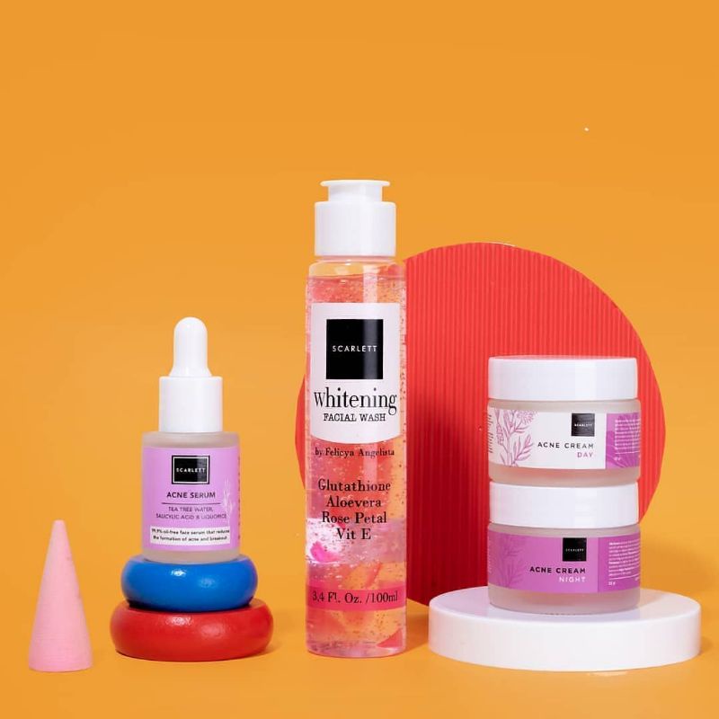 PAKET WAJAH SCARLETT ACNE / SCARLETT SABUN WAJAH/ SCARLETT CREAM SIANG MALAM ACNE / SCARLETT SERUM A