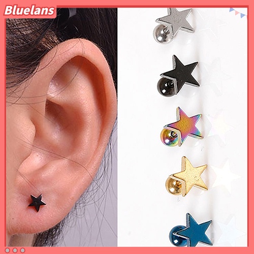 Bluelans 1 Pair Unisex Pentagram Pattern Alloy Ear Stud Earring Jewelry Charms