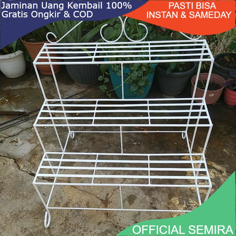 BB36/BESI BETON 8MM FULL/RAK BESI 3 TINGKAT MODERN/RAK BUNGA BESI MINIMALIS/RAK POT TANAMAN/RAK POT 
