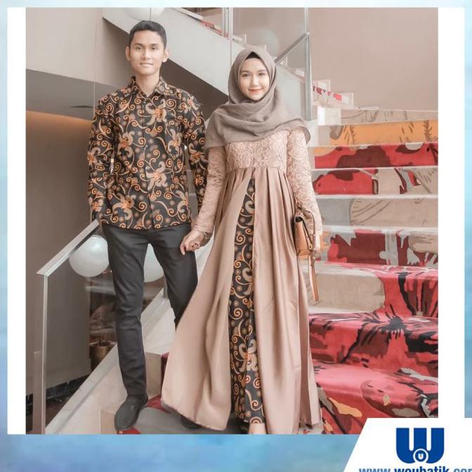 Batik Couple Gamis Brokat Hayunda Anami Sarwendah Busui - Hitam