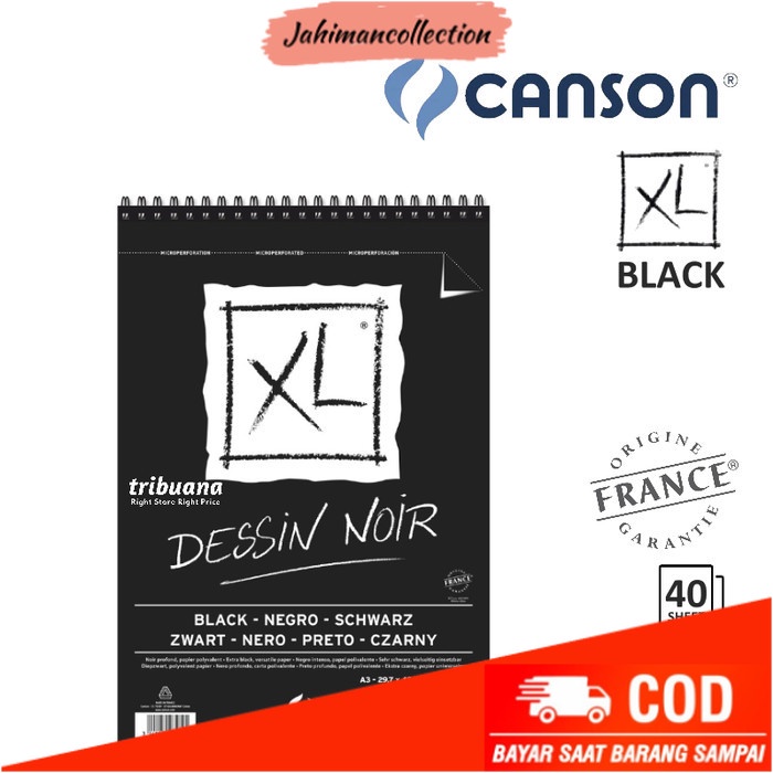 

✨ BISA COD ✨ CANSON XL Black A3/150gms - 40 Sheets (ALBUM) - 400039087