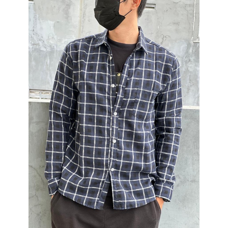 Amspro Kemeja pria kemeja Flanel pria kemeja kasual pria fashion pria