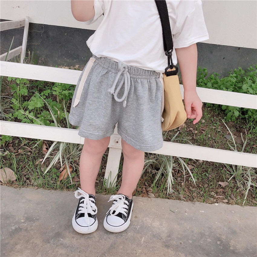 CELANA PENDEK ANAK PEREMPUAN LAKI LAKI SHORTPANTS ABU TALI ORIGINAL BABY TERRY FLECEE REALPICT