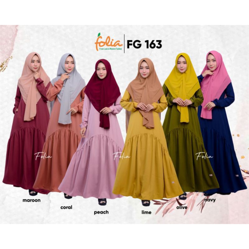 Gamis Folia FG 163 Promo Sale Diskon/Gamis Folia Diskon/Gamis Folia promo Sale