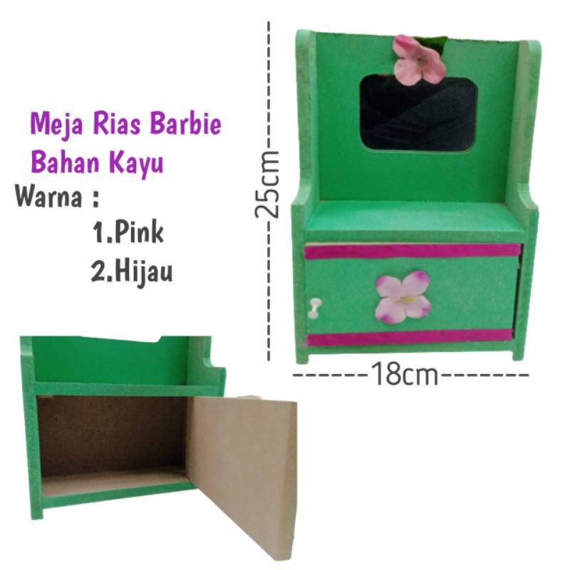 MAINAN ANAK MEJA RIAS BARBIE BAHAN KAYU