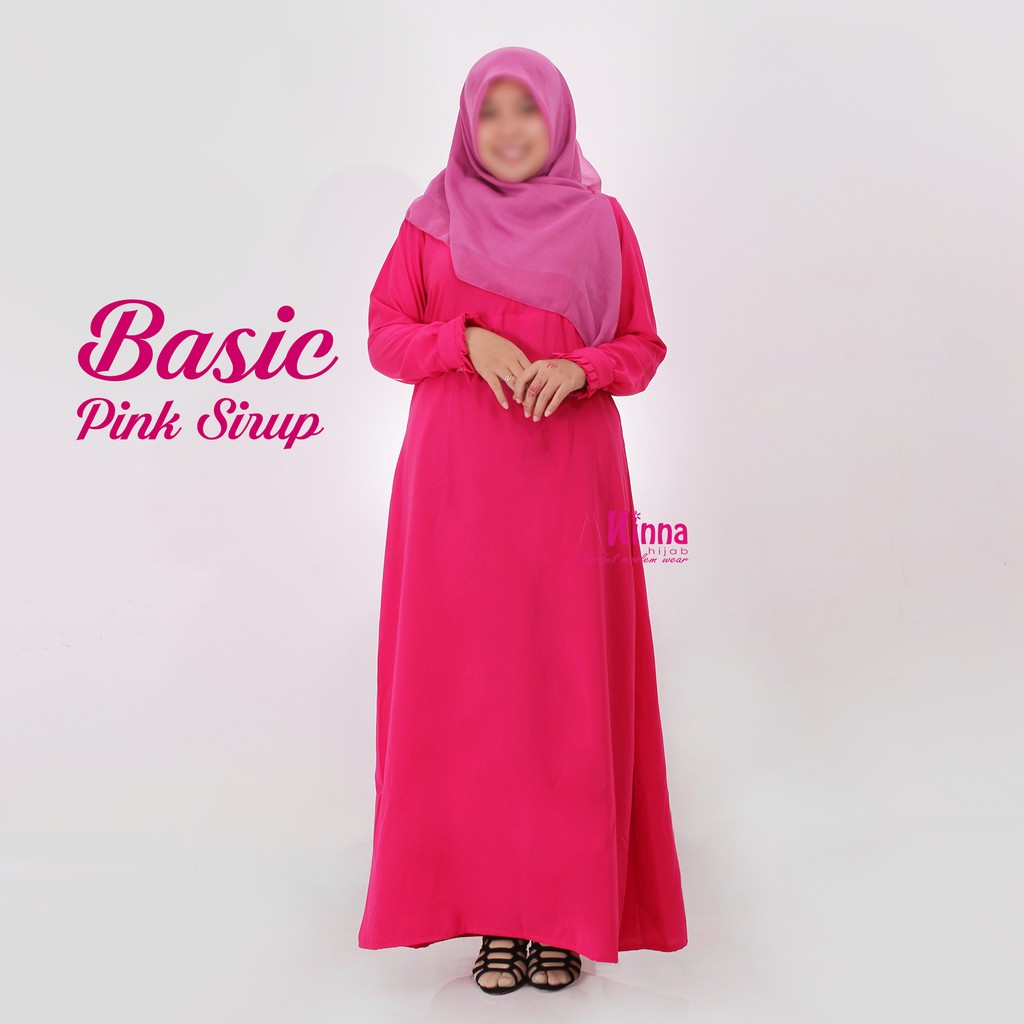 Gamis Polos Warna Fusia Pink Fuschia Dress Wolfis Wolpeach Wolvis