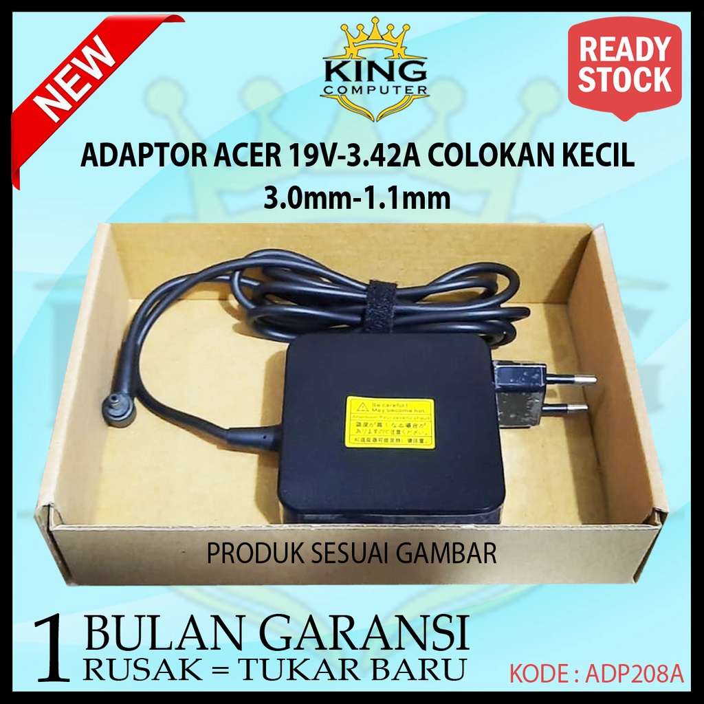 Adaptor Charger Acer 19v 3.42a colokan kecil 3.0mm-1.1mm Original