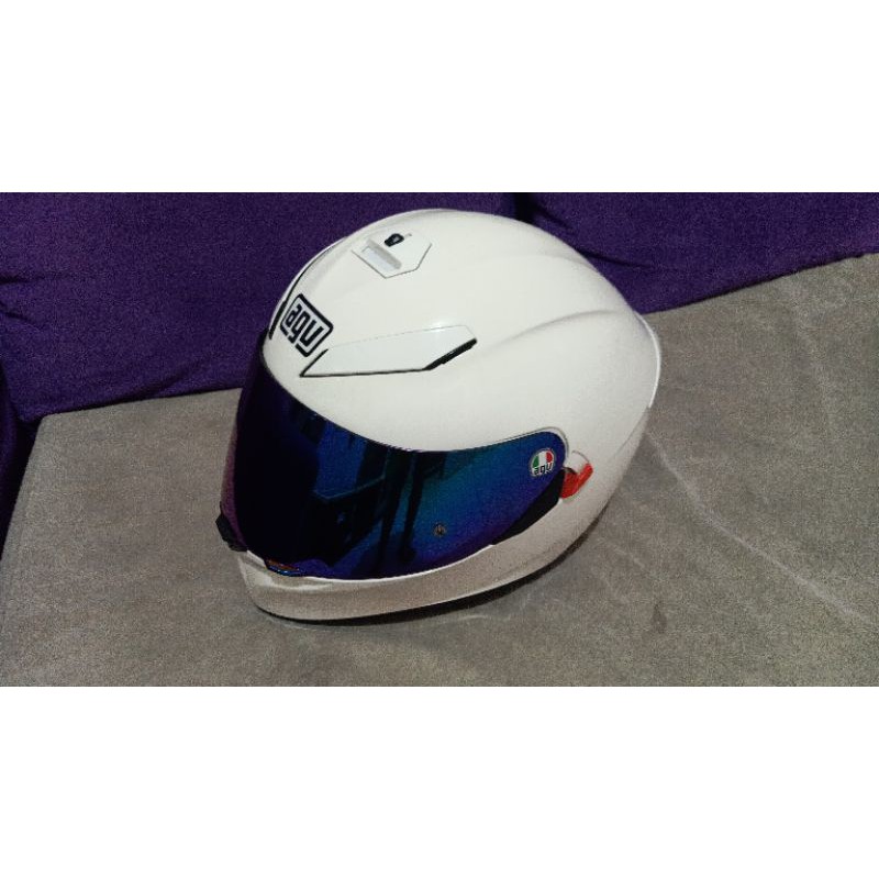 helm AGV K3 SV WHITE GLOSSY VISOR IRIDIUM + BENING ORI AGV