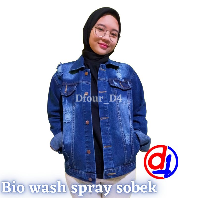 Dfour Jaket Jeans Sobek Wanita M-L-XL