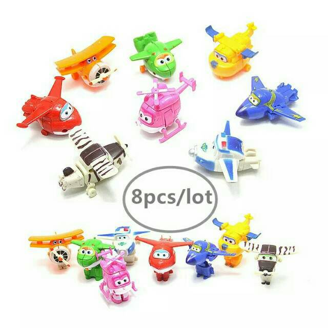 Figure Super Wings 1 set isi 8 pcs atau Topper Kue Superwings