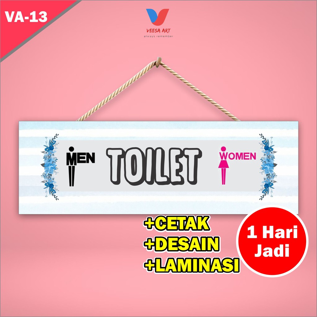 Wall decor pajangan hiasan dinding rumah Tanda Toilet WC Pria Wanita Kayu papan dekorasi tanda petunjuk Dekorasi Ruangan Wall Decor Murah Custom Biru Petunjuk Arah Kamar Mandi Unik Lucu