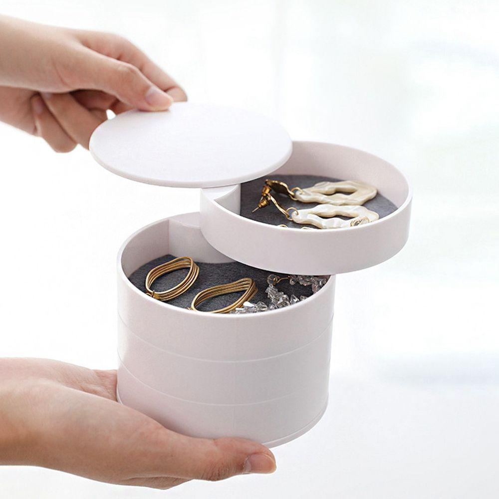 [Elegan] Rotate Jewelry Boxes Storage Gift Box Display Perhiasan Kompartemen Tahan Debu Multilayer Kotak Perhiasan Rak Makeup Penyimpanan Anting