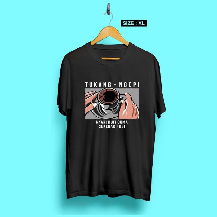 JF Kaos distro pria Tukang Ngopi XL T-shirt pria Baju pria Atasan pria